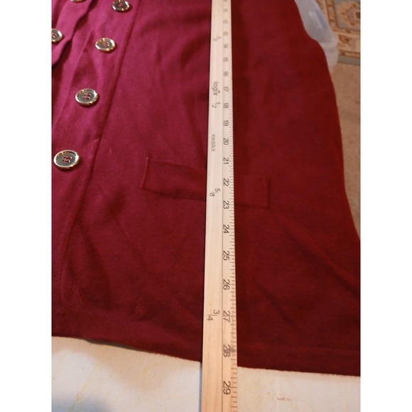 Burgundy sz 2x Gold Chain Trim Button Front Cardigan Sweater Womens Large Formal - Picture 8 of 11